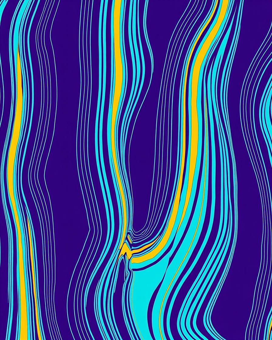 Bold Yellow Blue Wavy Stripes Rug