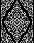 Classic Black White Damask Scroll Rug