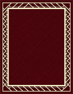 Deep Red Intersecting Lines Border Rug