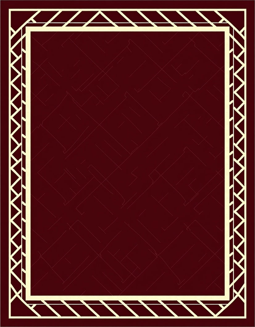 Deep Red Intersecting Lines Border Rug