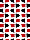 Bold Red Black Brushstroke Square Rug