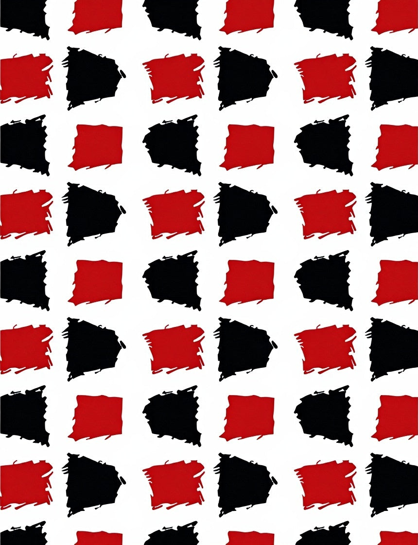 Bold Red Black Brushstroke Square Rug