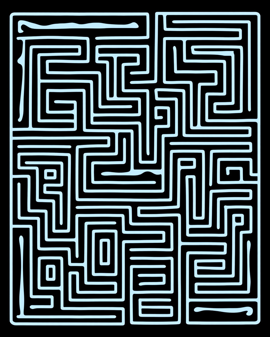 Sky Blue Maze Geometric Layout Rug