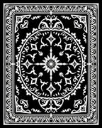 Ancient Black White Floral Medallion Rug