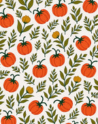 Autumn Orange Pumpkin Floral Sprig Rug