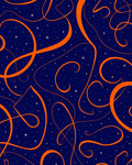 Dark Blue Orange Swirl Starry Night Rug