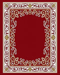 Ornate Red Gold Floral Scroll Border Rug