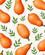 Orange Squash with Green Leaf Sprigs Rug