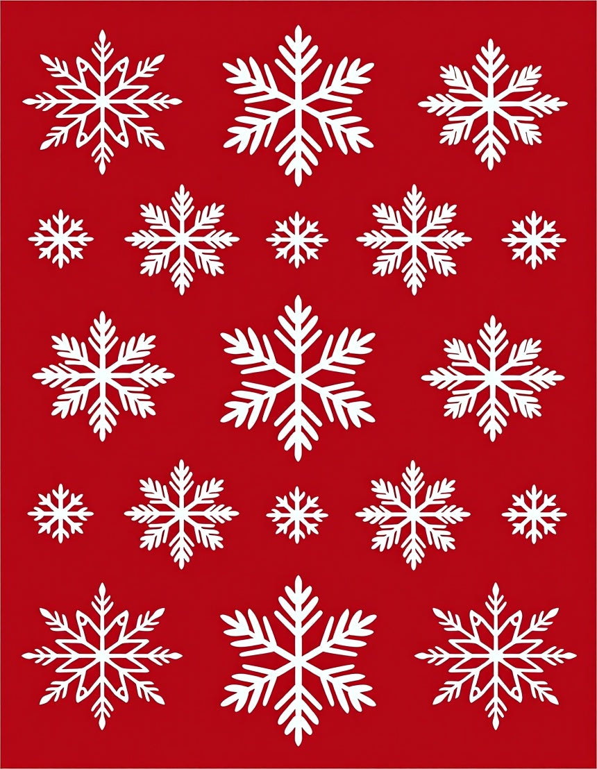 Red White Snowflake Scatter Collage Rug