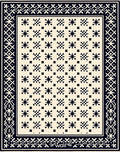 Classic Ivory Black Starburst Border Rug