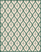 Retro Teal Lattice Starburst Rug