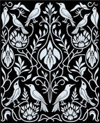 Art Nouveau White Bird Floral Illustration Rug