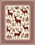 Deep Red Forest Stag Collection Rug