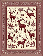 Deep Red Forest Stag Collection Rug