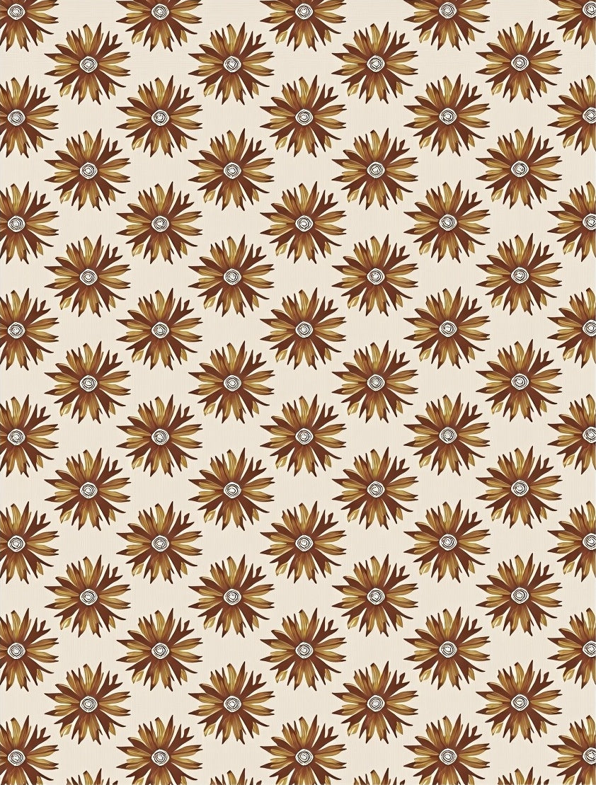 Sepia Brown Daisy Floral Repeat Rug