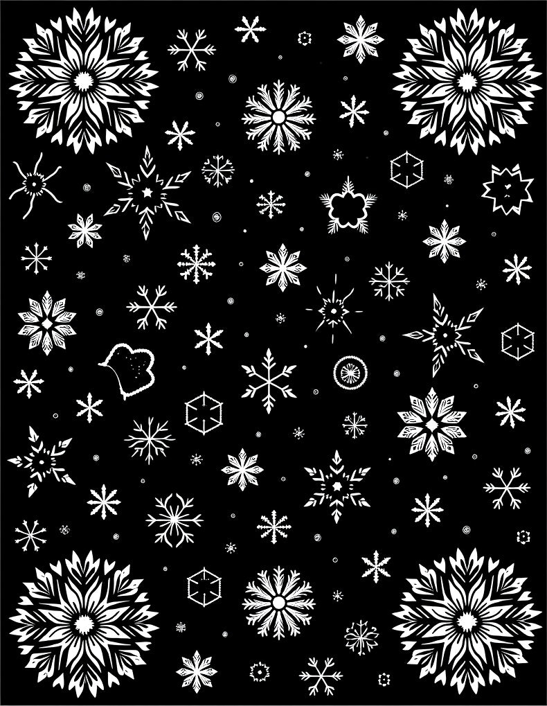 Whimsical White Snowflake Assortment Rug