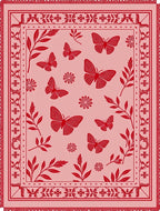 Whimsical Red Butterfly Garden Rug
