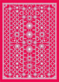 Bright Red Geometric Starburst Medallion Rug