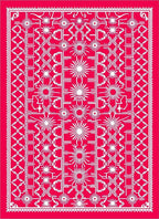 Bright Red Geometric Starburst Medallion Rug
