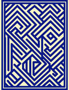 Electric Blue Maze Geometric Lines Rug