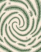 Evergreen Pine Swirl Snowflakes Rug