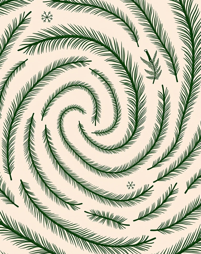 Evergreen Pine Swirl Snowflakes Rug