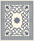 Cream Navy Swirl Floral Medallion Rug