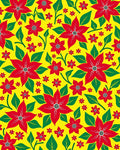Vibrant Red Flower Garden Yellow Rug