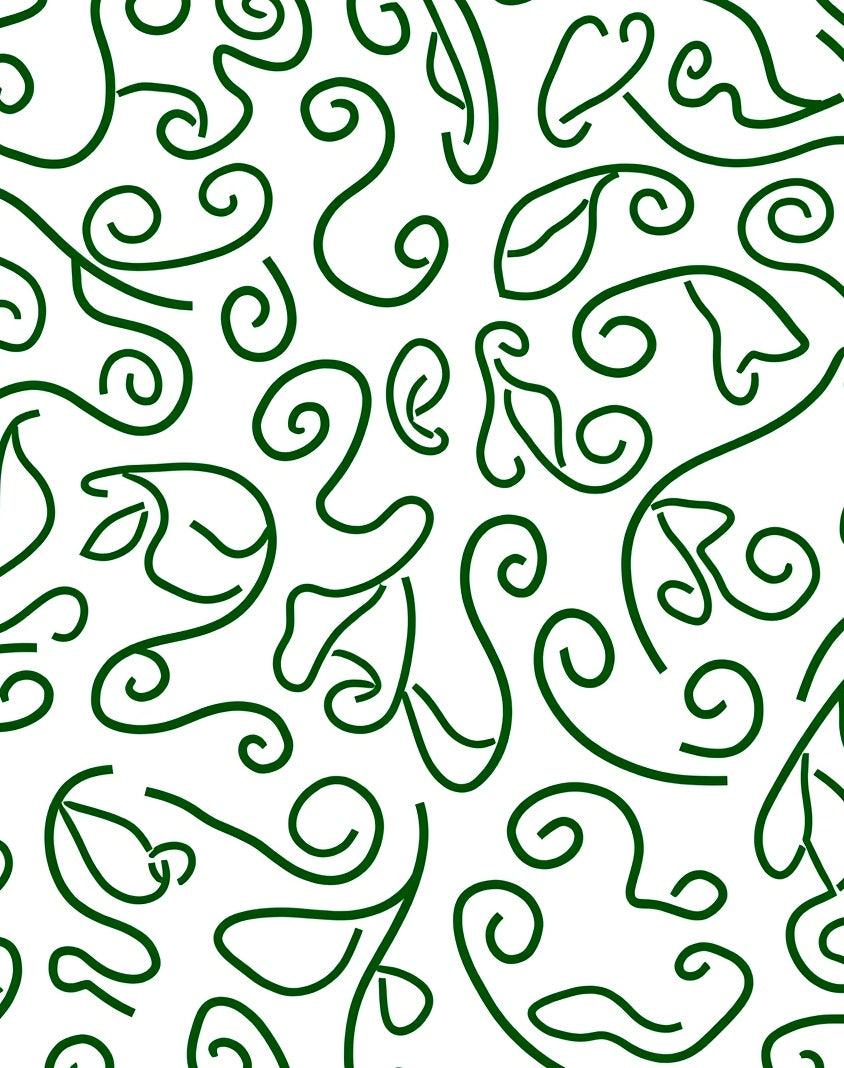 Dark Green Swirl Leaf Harmony Rug