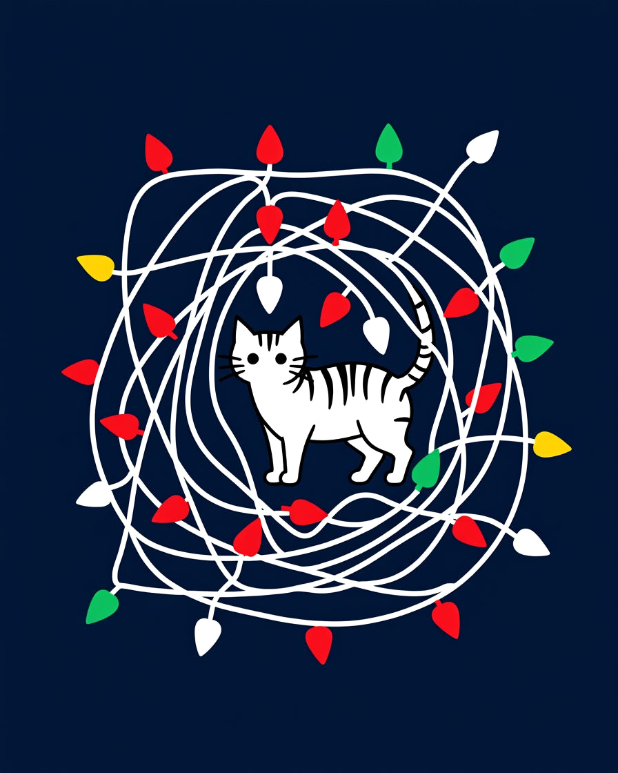 Whimsical Cat Caught In Lights Rug