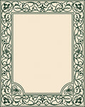 Dark Green Floral Vine Border Rug