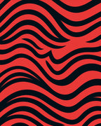 Bold Red Black Wave Rug
