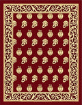 Crimson and Gold Acorn Floral Border Rug