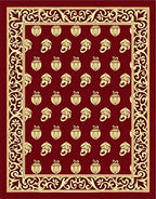 Crimson and Gold Acorn Floral Border Rug