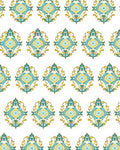 Aqua Gold Floral Crest Medallion Rug