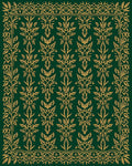 Emerald Gold Ornate Floral Frame Rug