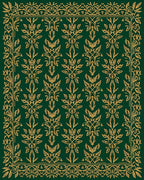 Emerald Gold Ornate Floral Frame Rug