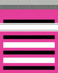 Bold Pink Black White Striped Rug