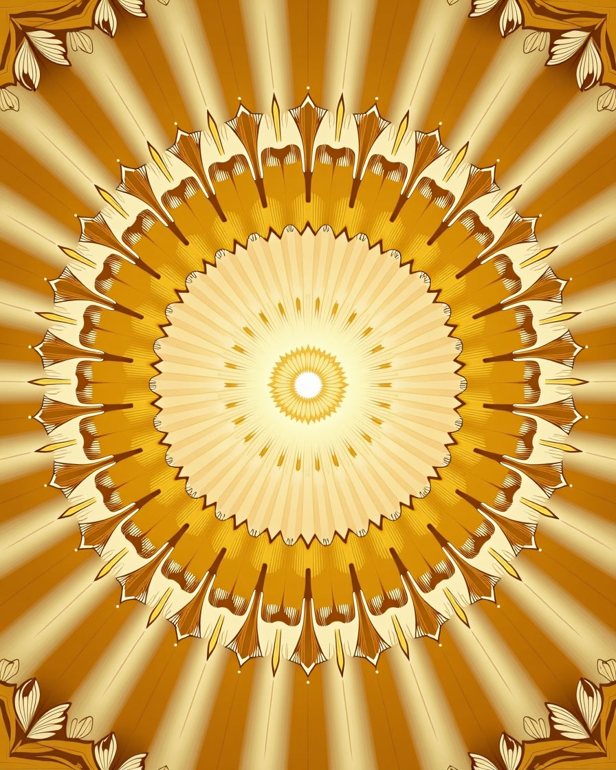 Golden Sunburst Medallion Bloom Rug