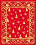 Festive Scarlet Yellow Christmas Trees Rug