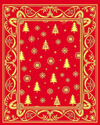 Festive Scarlet Yellow Christmas Trees Rug