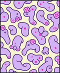 Playful Lavender Blobs Pink Flower Accents Rug