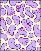 Playful Lavender Blobs Pink Flower Accents Rug