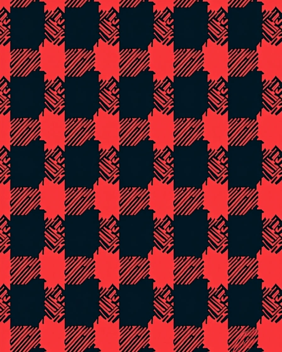 Bold Red Plaid Checkered Texture Rug