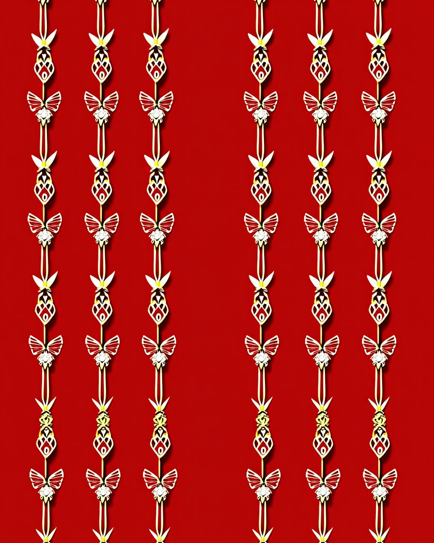 Crimson Red Ornate Vertical Medallion Rug