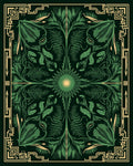 Emerald Green Botanical Art Nouveau Rug