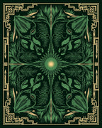 Emerald Green Botanical Art Nouveau Rug
