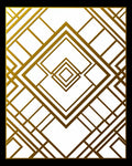 Golden Art Deco Geometric Diamond Rug