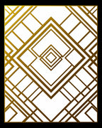 Golden Art Deco Geometric Diamond Rug