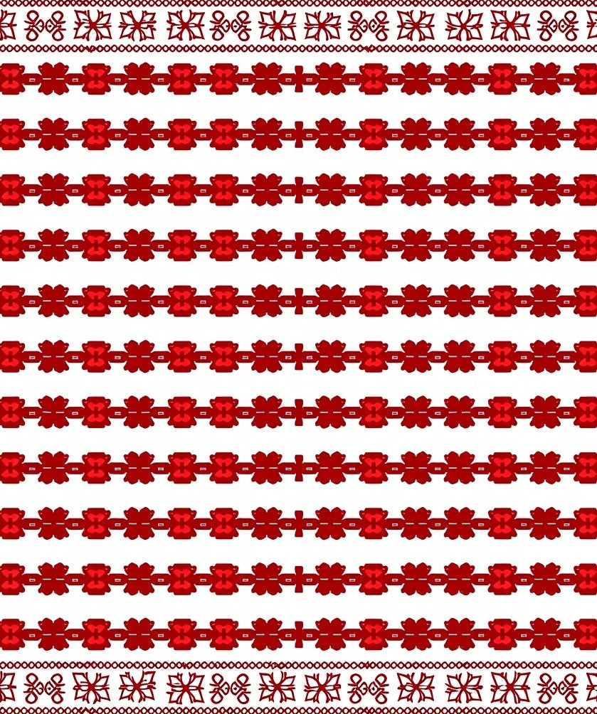Bold Red Bordered Repeating Flowers Rug
